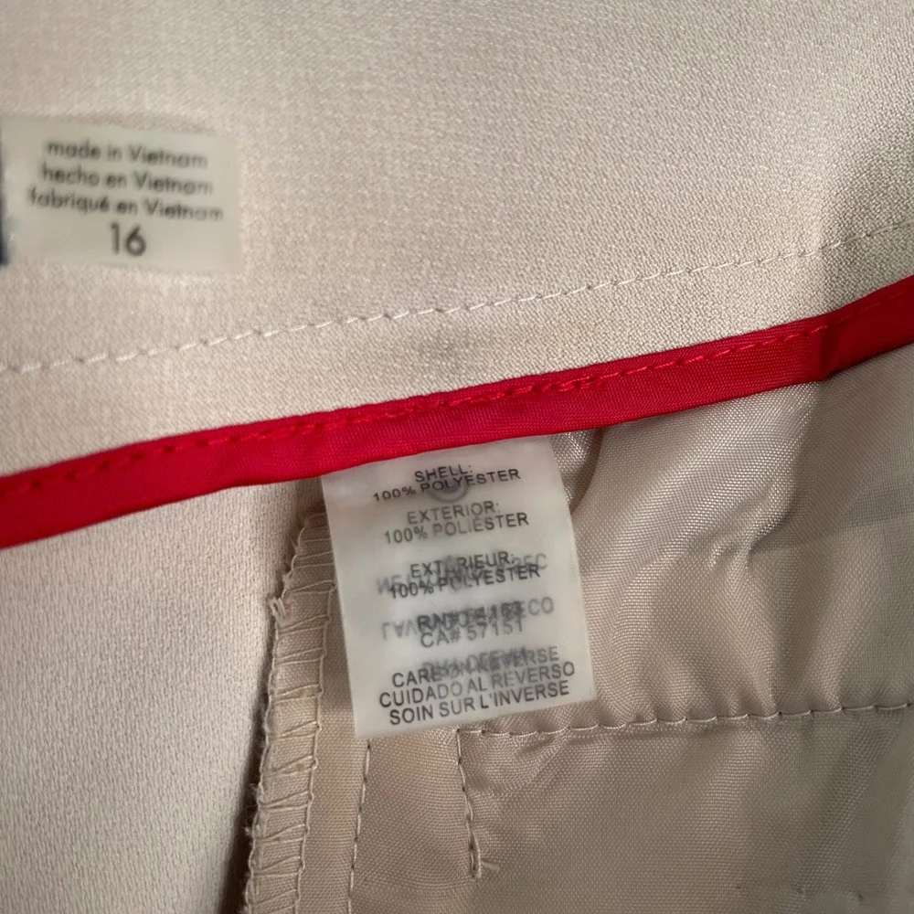 Tommy Hilfiger Womens Beige Dress Pants Size 16 Tan Straight Leg Work Trousers